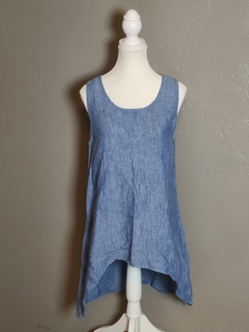 Chalet Womens Stylish Chic Sleeveless Blue High-Low Linen Tunic Size Small EUC - Picture 2 of 11